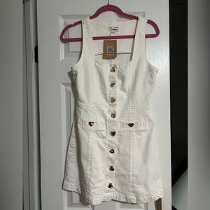 NWT Reformation 
Dionne Denim Mini Dress
Color: Vintage White
Size: 4